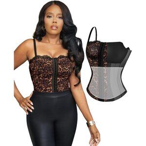 Women First Leopard Shape wear Lace Corset Bustier Top with Buckle Summer
